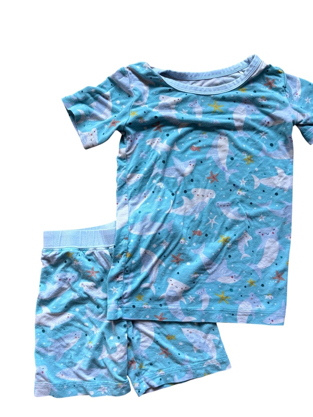 Little Sleepies Pajama Shorts Set Blue Sea Creature Short Sleeve Bamboo 2T